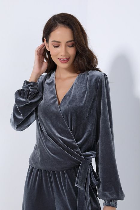 velvet wrap top