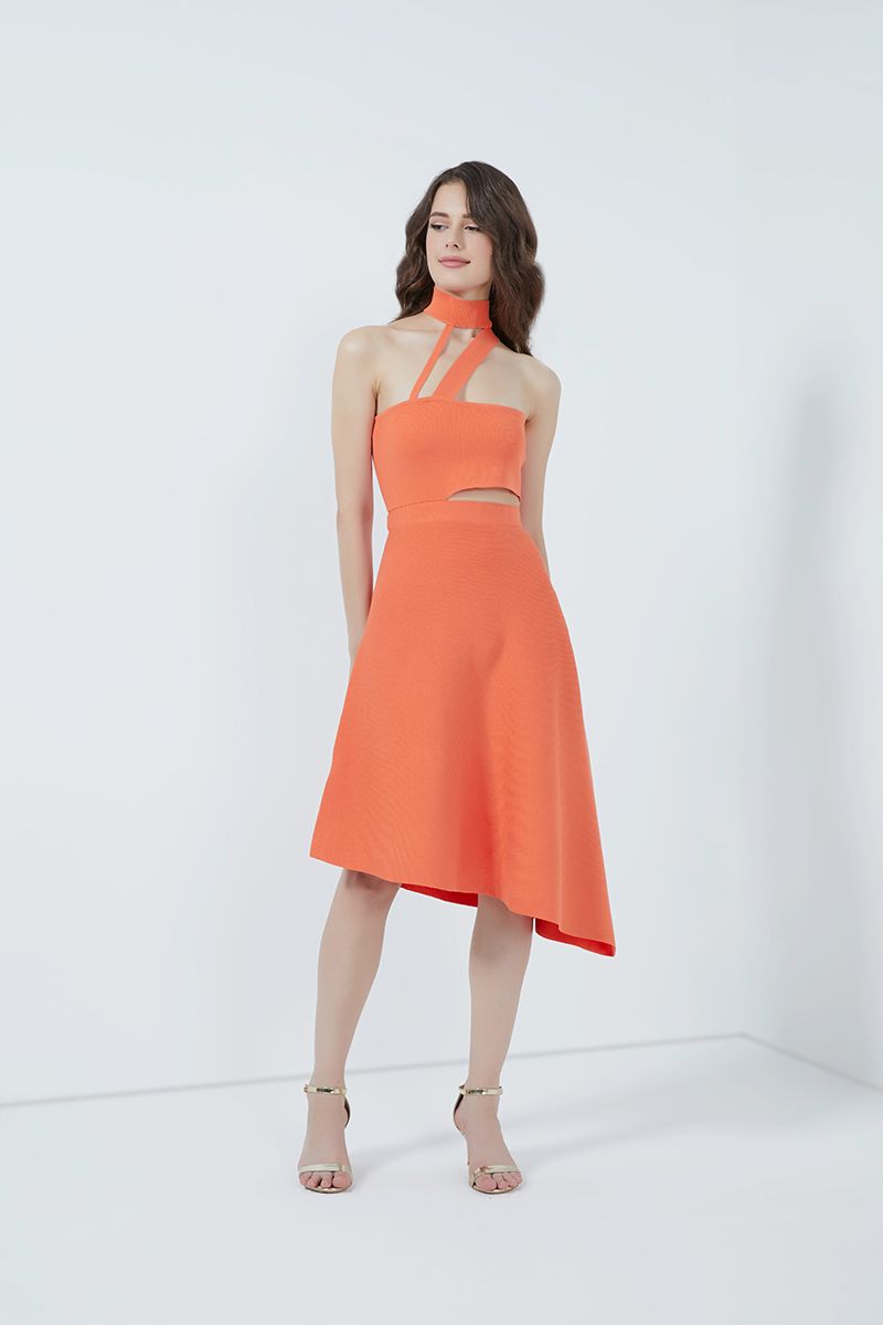 Asymmetrical cutouts dress