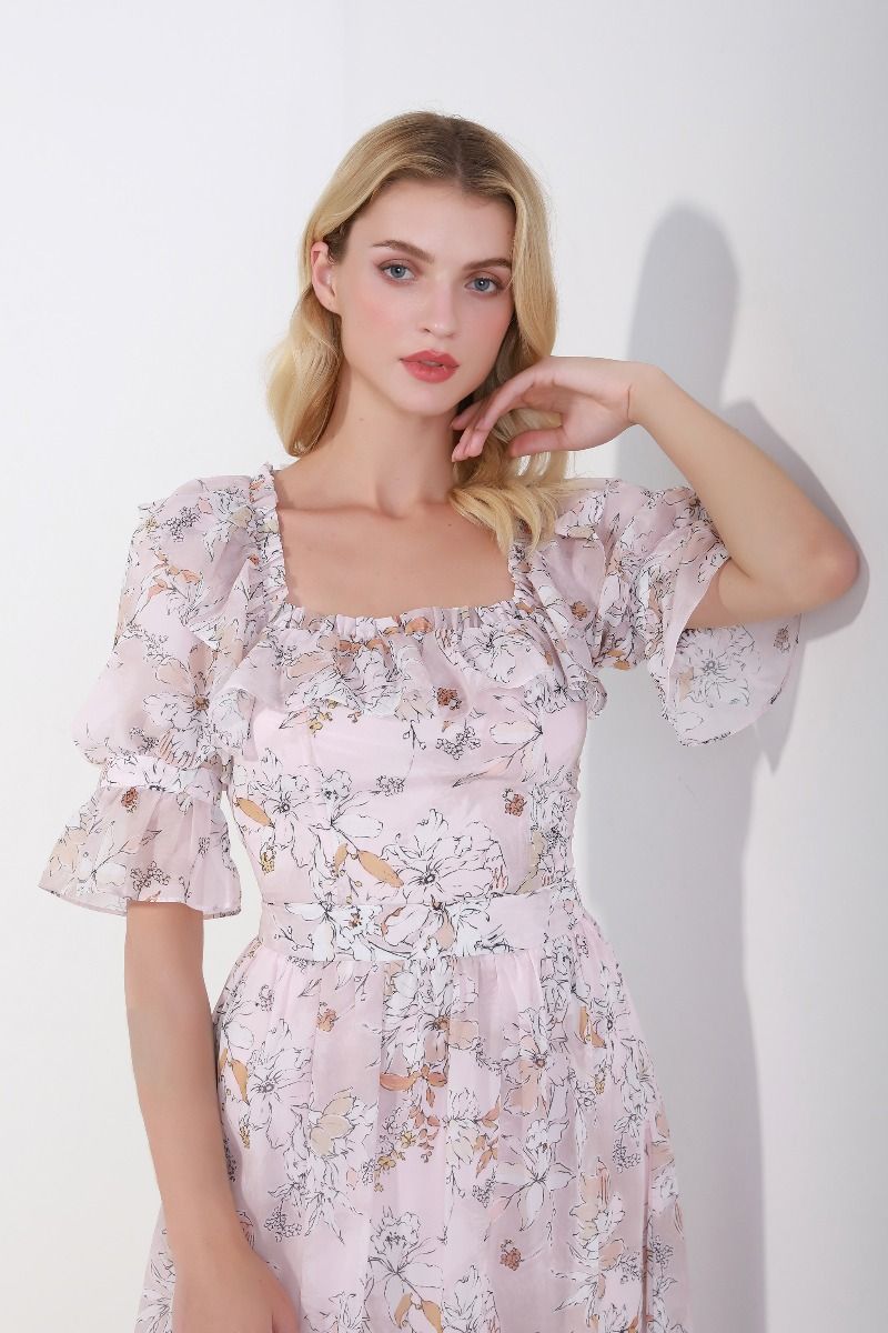 Swuare neckline floral top