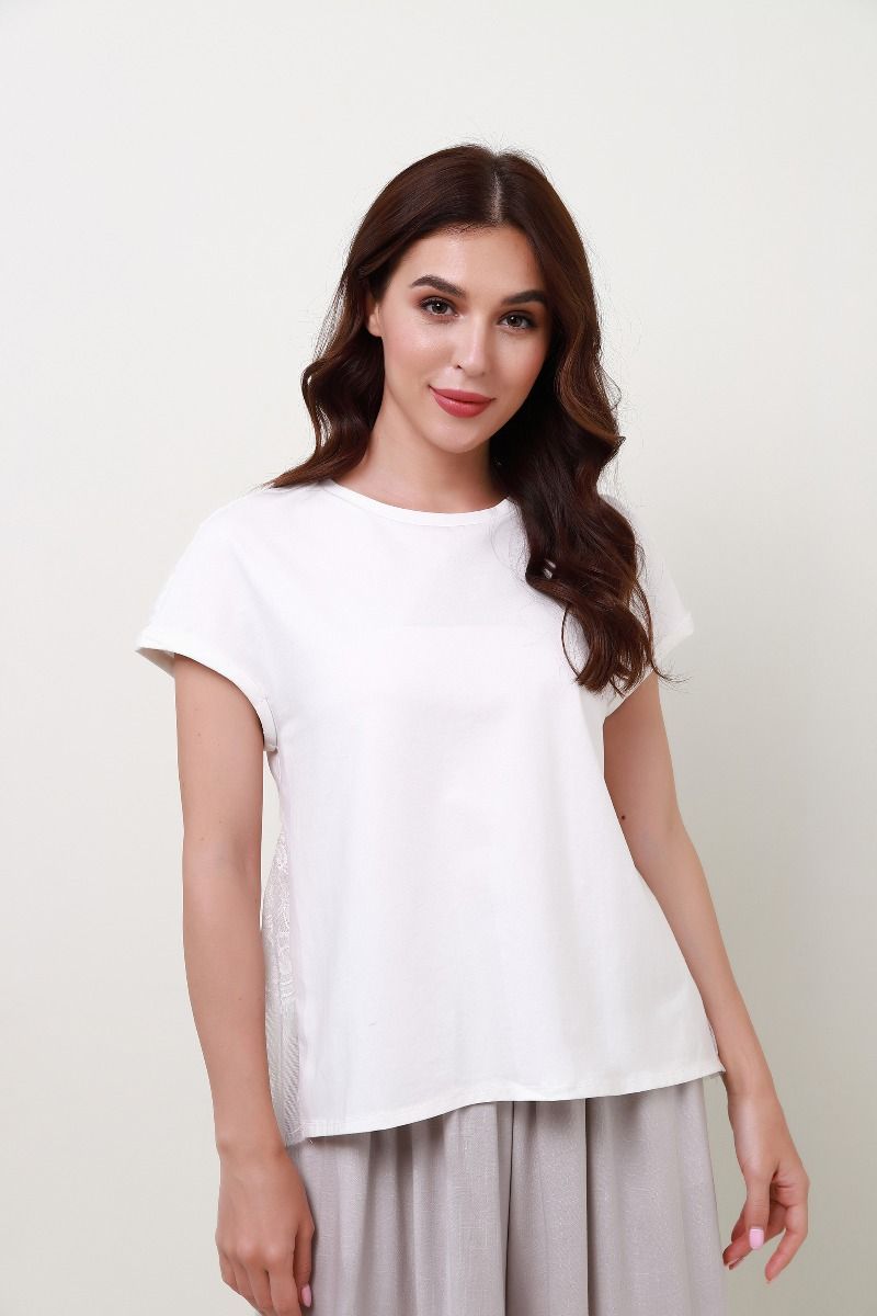 pleated lace detail top