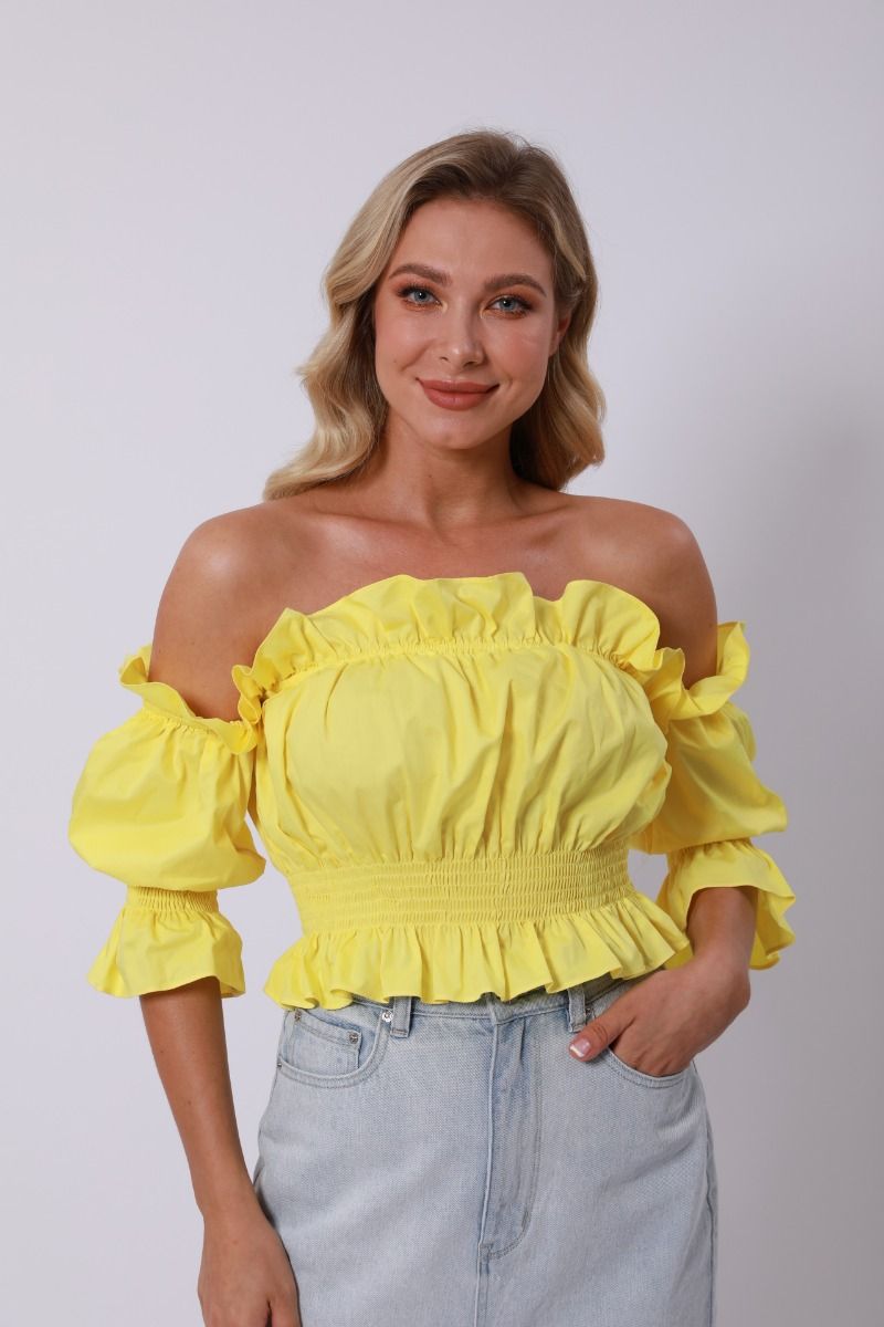 Off Shoulder Ruffle Trim Top